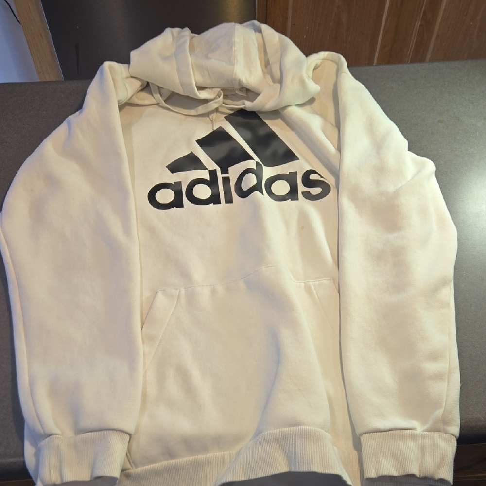 Adidas Men's Off-White Hoodie with Black Logo